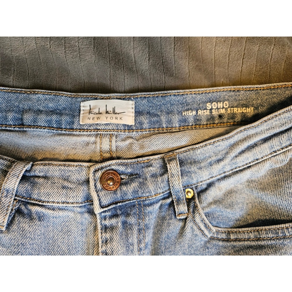 Nicole Miller New York Soho High Rise Slim Straight Jeans Light Wash Size 8